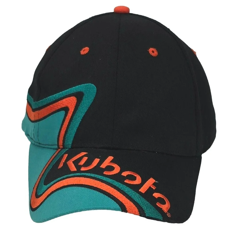 KUBOTA Tractor Hat Black Teal Orange 90s K-Products Cap‎ Farm Ranch Construction